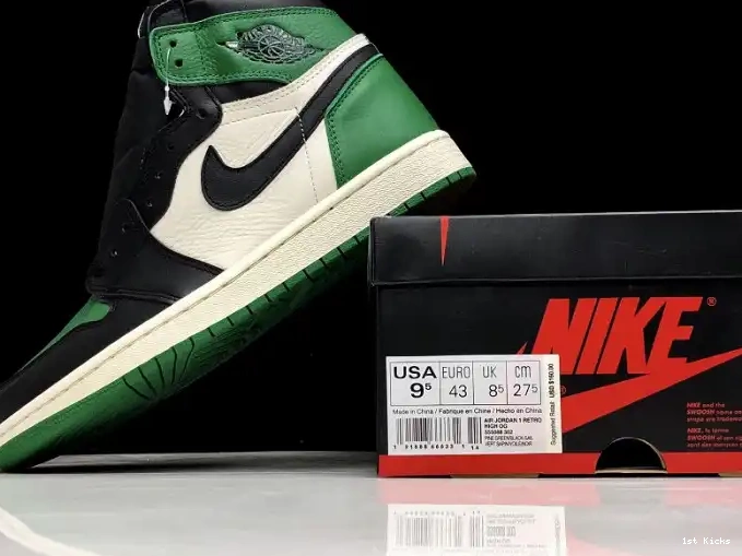 1st Kicks Air OG Green Pine High 1 Jordan NRG Sail-Black 555088-302 0507